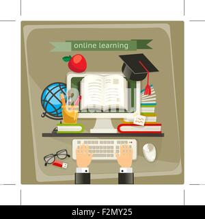 Online learning, vector illustration Stock Vector