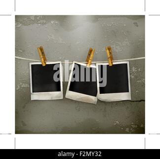 Photos on a rope, old style vector Stock Vector
