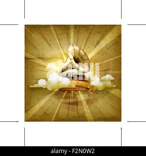 Gramophone, old style vector background Stock Vector