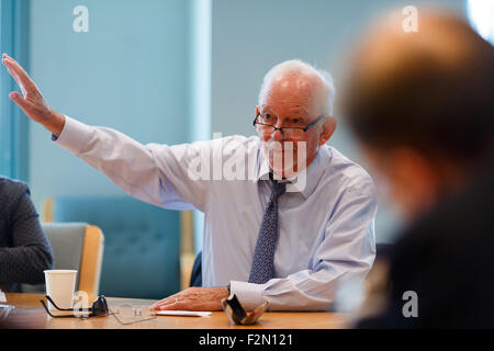 New York, USA. 21st Sep, 2015. Executive director of the United Nations Children's Fund (UNICEF) Anthony Lake speaks to journalists at the UNICEF headquarters in New York, the United States, Sept. 21, 2015. With more than 200 million school-aged children unable to read and write, the UN's new Sustainable Development Goals (SDGs) will focus on access to quality education, the executive director of UNICEF, said Monday. © Li Muzi/Xinhua/Alamy Live News Stock Photo