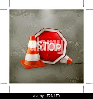 Road repair, old-style vector Stock Vector