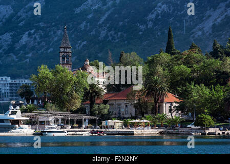 Waterfront church, Bay of Kotor, Montenegro Stock Photo
