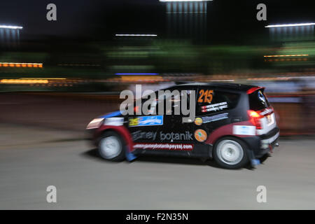 Kenan Kar Citroen C2 GT ceremonial start Bosphorus Rally 2015 Stock Photo