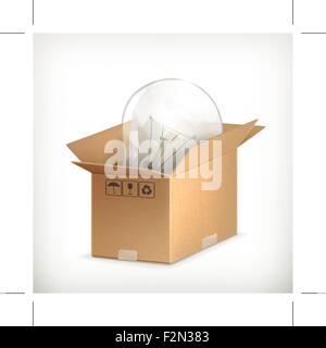 Light bulb in box, vector Stock Vector