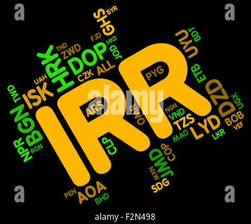 Irr Currency Indicating Worldwide Trading And Iranian Stock Photo