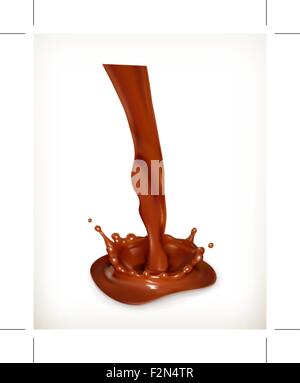 Splashes of chocolate, vector illustration isolated on white background Stock Vector