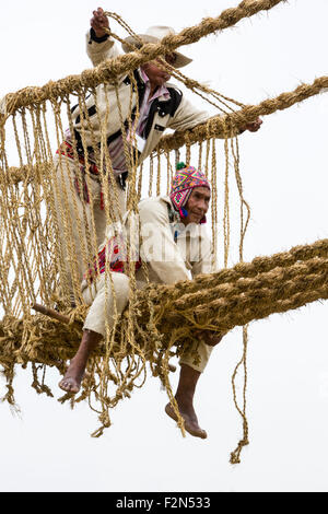 Quechua Indians Building the Q'eswachaka Bridge during the Peru ...