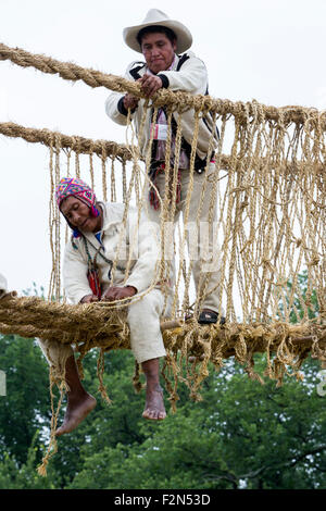 Quechua Indians Building the Q'eswachaka Bridge during the Peru ...
