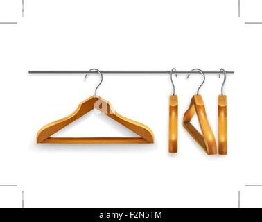 Wooden clothes hangers, vector Stock Vector