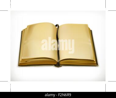 Old open book, vector illustration Stock Vector