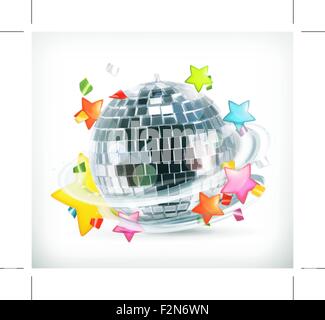 Party, stars and disco ball, vector icons Stock Vector