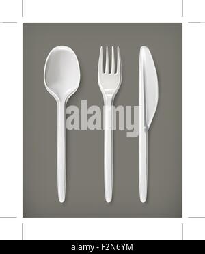 Plastic cutlery, vector Stock Vector