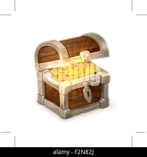 Treasure chest, vector illustration isolated on white background Stock Vector