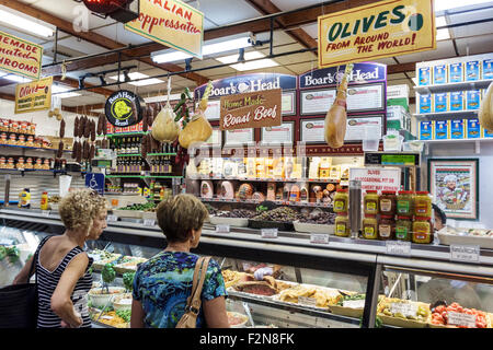 Delray Beach Florida,The Boys Farmers Market,grocery store,supermarket,interior inside,display sale case,food,shopping shopper shoppers shop shops mar Stock Photo