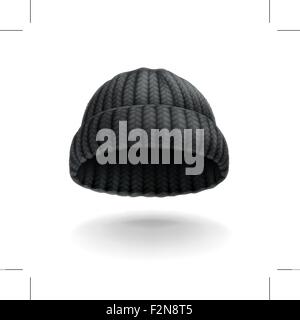 Beanie, black cap vector icon Stock Vector