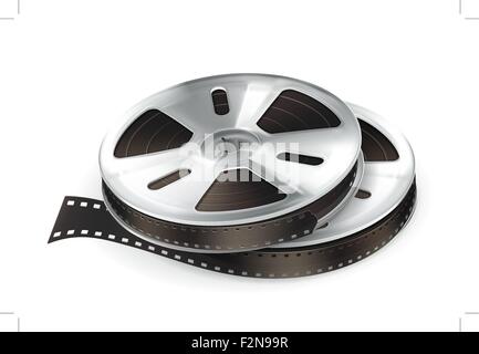 Film reel or movie metal roll with black tape. Isolated on white background  Stock Vector Image & Art - Alamy