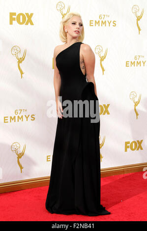 Los Angeles, California. 20th Sep, 2015. Lady Gaga attends the 67th Annual Primetime Emmy Awards at Microsoft Theater on September 20, 2015 in Los Angeles, California./picture alliance © dpa/Alamy Live News Stock Photo