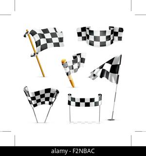 Checkered flags, vector set Stock Vector
