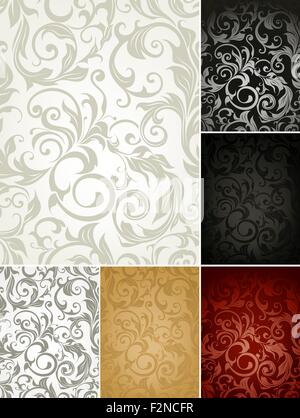 Seamless Wallpaper Pattern, set of six colors Stock Vector
