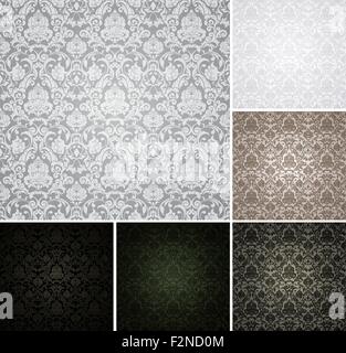 Seamless Wallpaper Pattern, set of six colors Stock Vector