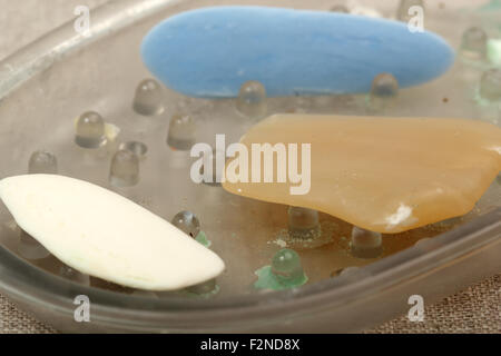 Remaining pieces of a soap bar Stock Photo