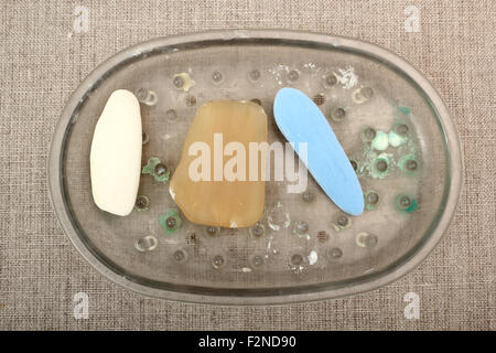 Remaining pieces of a soap bar Stock Photo