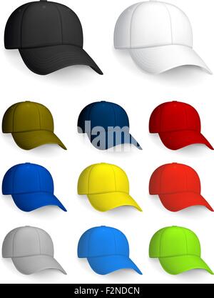 Set of Baseball caps, isolated on the white Stock Vector