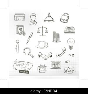 Business sketches of icons, vector set Stock Vector