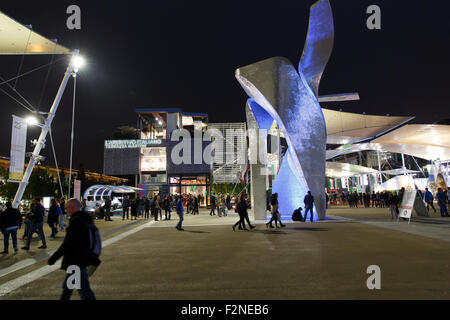 Milan, Italy – 13 September 2015: view of in the night at exhibition Expo 2015 Italy. Stock Photo