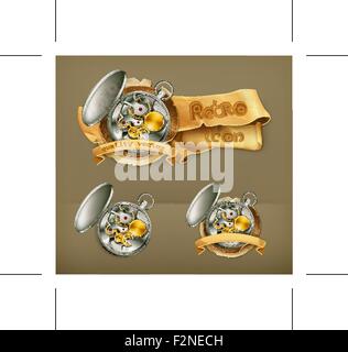Mechanical clock, retro vector icon Stock Vector