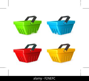Shopping basket vector icon set Stock Vector