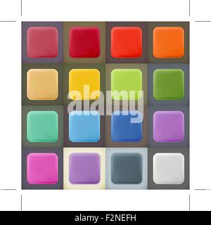 Square empty blanks web icons and buttons with drop shadow on color backgrounds Stock Vector