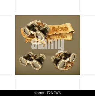 Vintage binoculars vector icon Stock Vector
