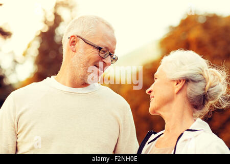 senior couple in city park Stock Photo