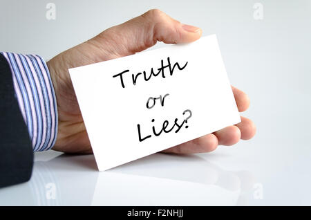 Truth or lies text concept isolated over white background Stock Photo