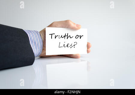 Truth or lies text concept isolated over white background Stock Photo