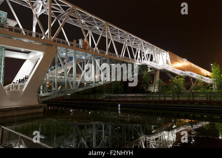 Milan, Italy – 13 September 2015: view of in the night at exhibition Expo 2015 Italy. Stock Photo