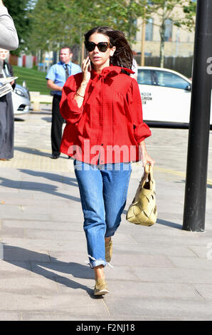 Blogger Natasha Goldenberg walking on the street during London Fashion Week - Sept 20, 2015 - Photo: Runway Manhattan/Celine Gaille ***For Editorial Use Only*** Stock Photo