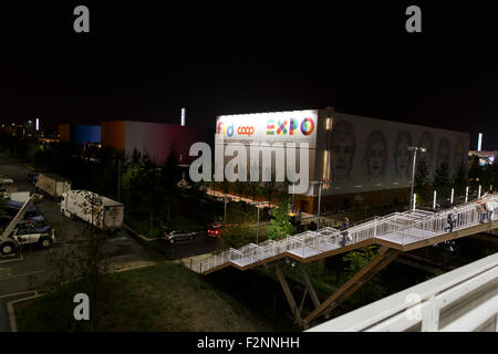 Milan, Italy – 13 September 2015: view of in the night at exhibition Expo 2015 Italy. Stock Photo