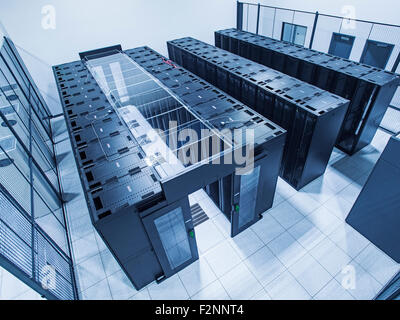 High angle view of technology in server room Stock Photo