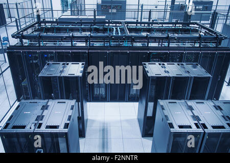 High angle view of technology in server room Stock Photo
