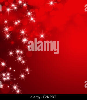 Shiny red background with starlight raining down Stock Photo