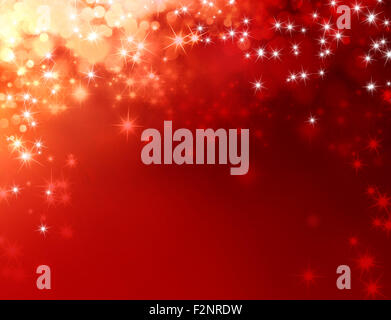 Shiny red background with starlight raining down Stock Photo