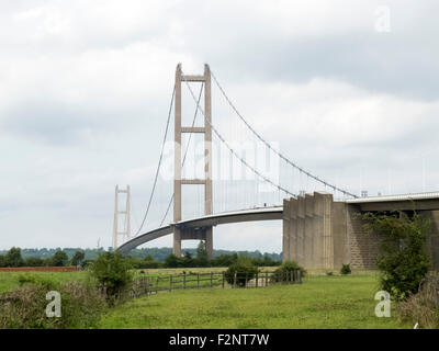The Humber bridge looking north. Stock Photo
