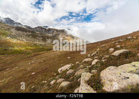 fog and cloud mountain valley landscape. europe Stock Photo