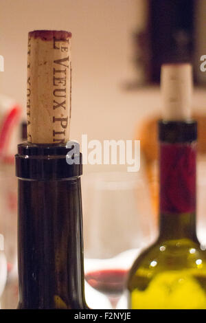 Cork on red wine bottle Le vieux pin Stock Photo