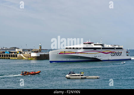 Condor Liberation arriving in St Peter Port harbour Guernesy Channel Islands Stock Photo