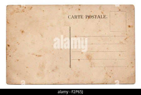 Old blank postcard isolated on white Stock Photo