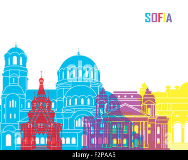 Sofia skyline pop in editable vector file Stock Photo