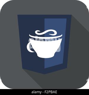 Web development shield sign - javascript coffee script. isolated icon on white Stock Vector